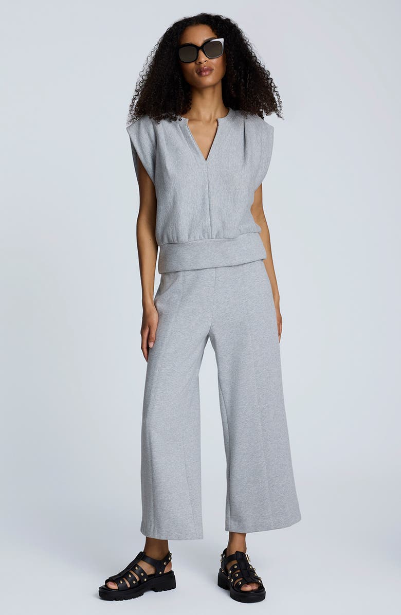 Kenneth Cole Terry Pleated Shoulder Top, Alternate, color, Light Grey Heather