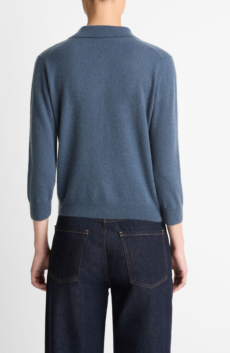 Vince Cashmere & Silk Long Sleeve Polo Sweater, Alternate, color, Azura