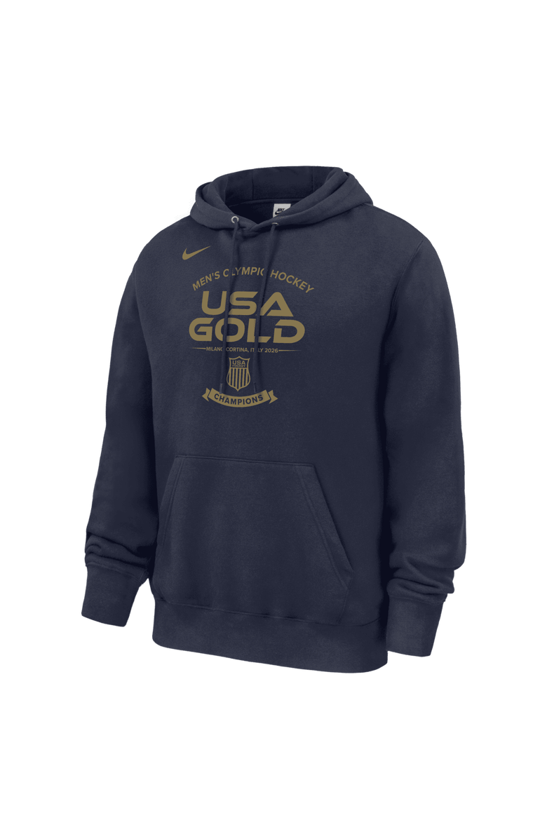 Nike Men's Nike Navy Men's USA Hockey 2026 Winter Olympics Gold Medal Club Fleece Hoodie, Main, color, Navy