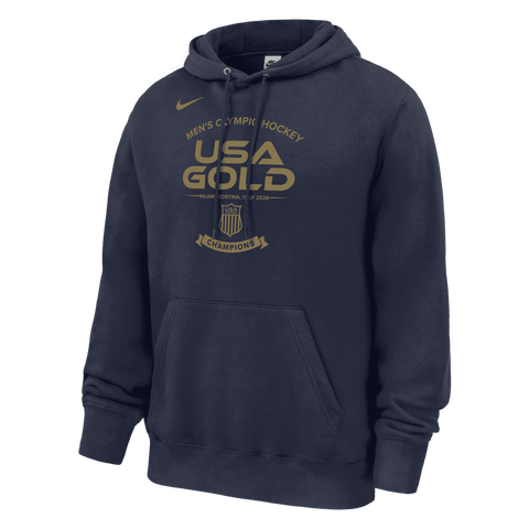 Men's Nike Navy Men's USA Hockey 2026 Winter Olympics Gold Medal Club Fleece Hoodie