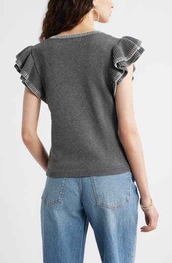 Flutter Sleeve Cotton Sweater