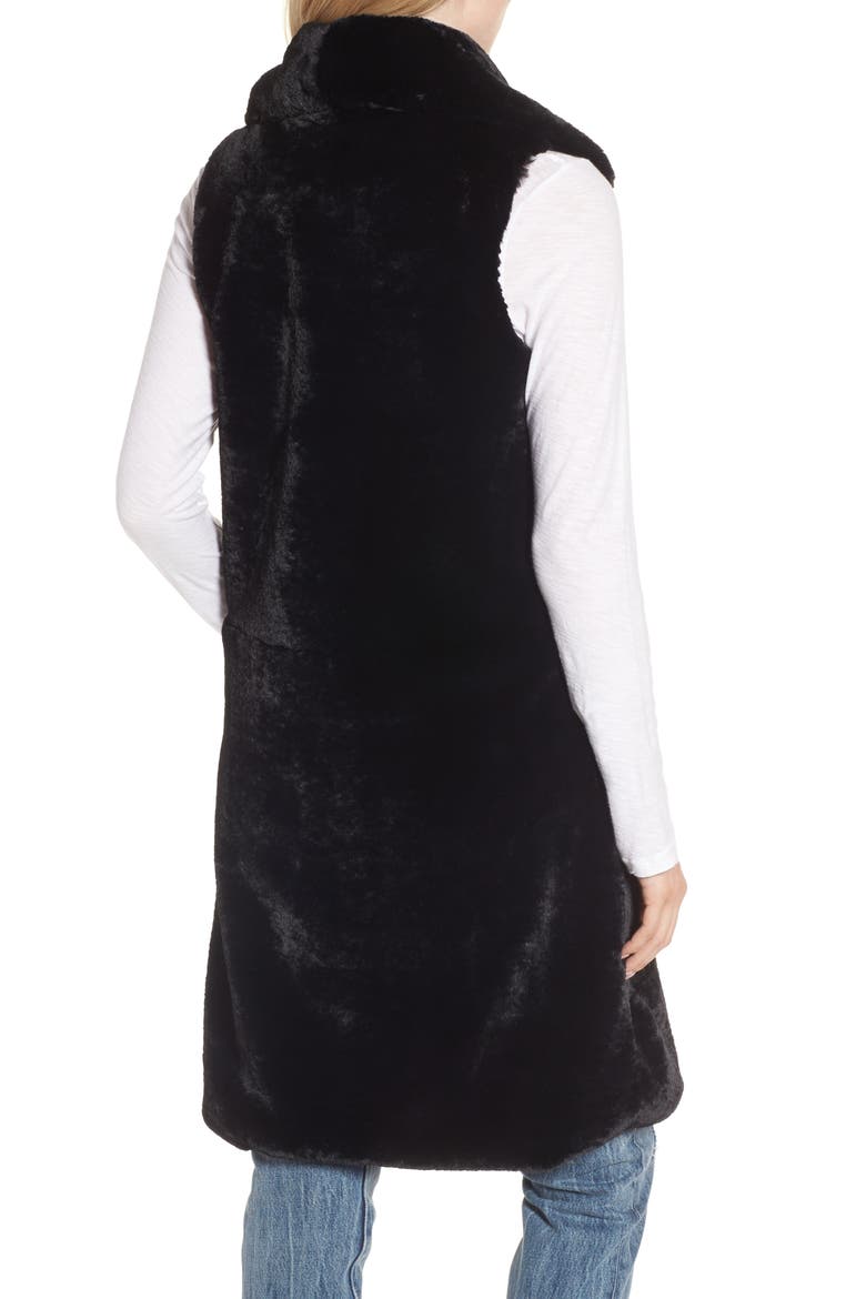 Heather Faux Mink Fur Vest, Alternate, color, BLACK