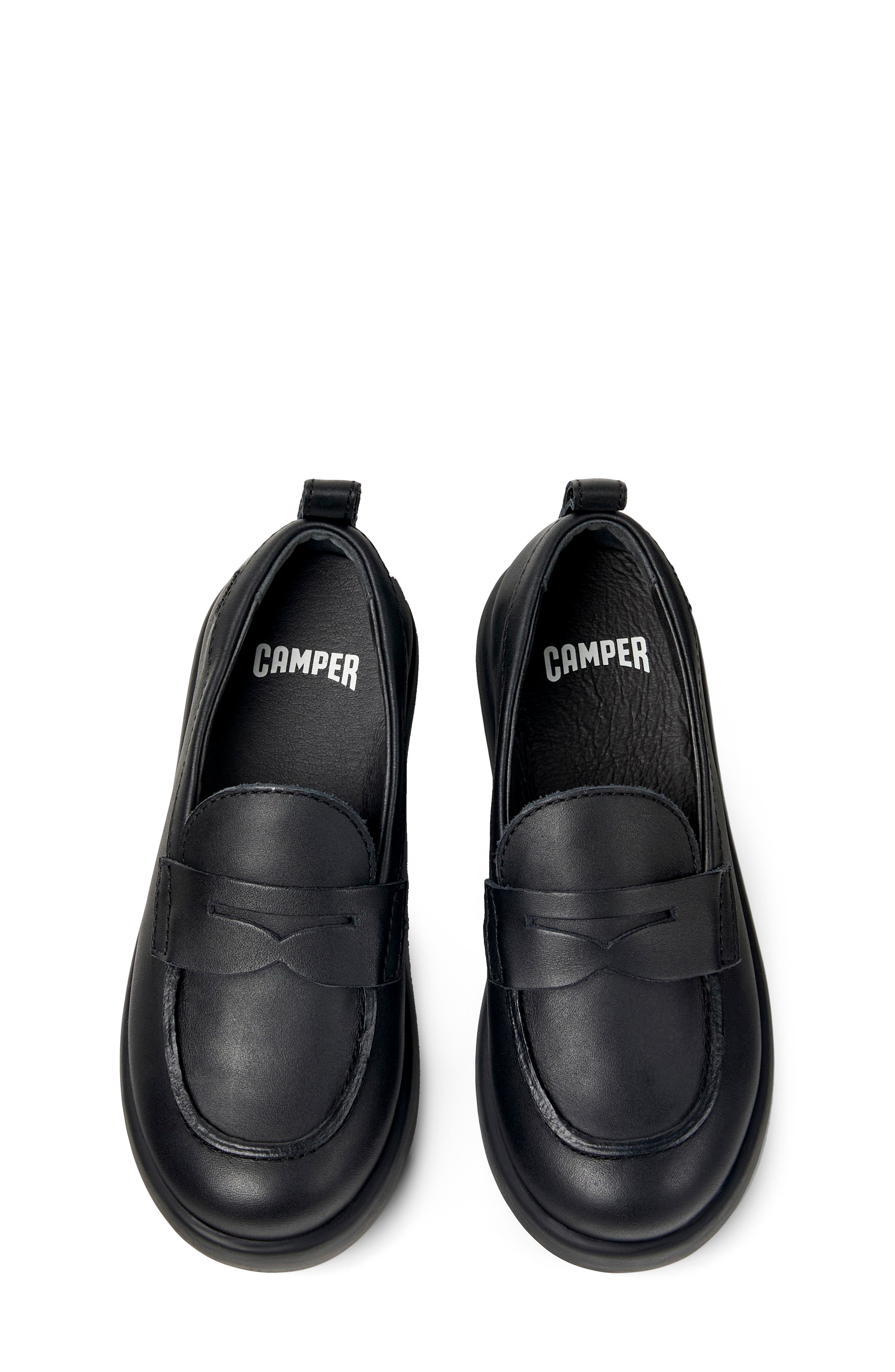 Kids' Duet Leather Loafer, Alternate, color, BLACK