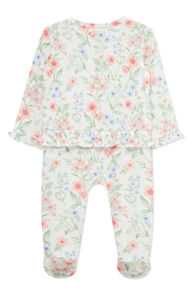 Little Me Botanical Footie with Ruffles, Alternate, color,