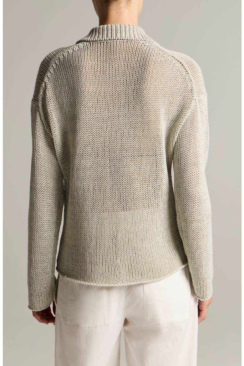 Coated Cotton Blend Polo Sweater, Alternate, color, BEACH STONE