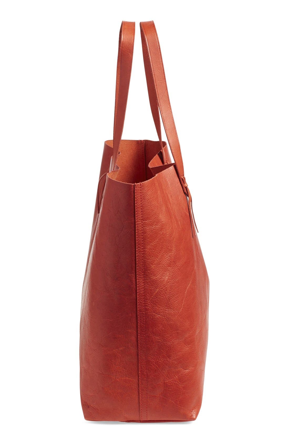 'Transport' Fringe Leather Tote, Alternate, color, THAI CHILI