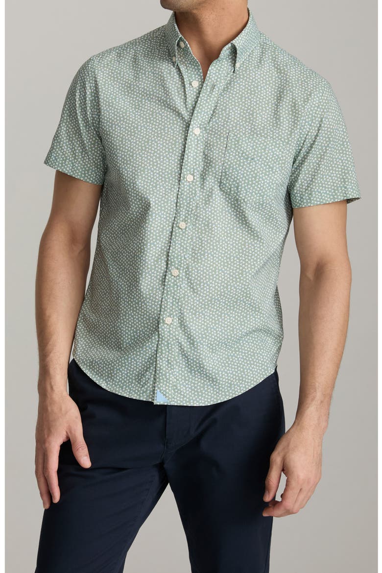 Ivers Short Sleeve Performance Button-Down Shirt, Main, color, GREEN