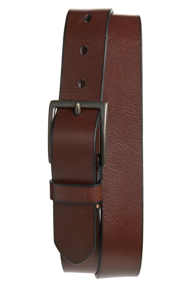 Leather Belt, Main, color, BROWN