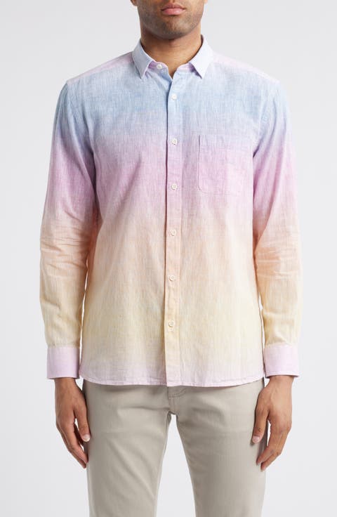 Ombré Linen & Cotton Button-Up Shirt