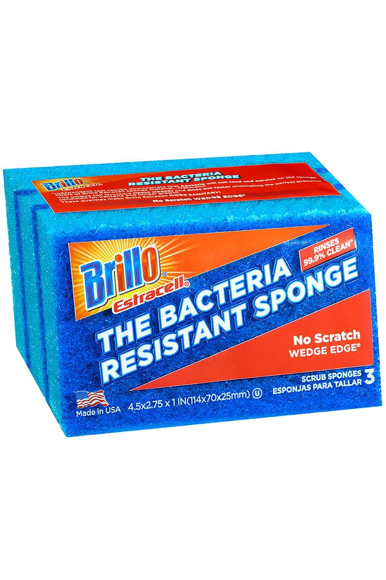 No Scratch Wedge Edge Scrub Sponge, Main, color, Blue