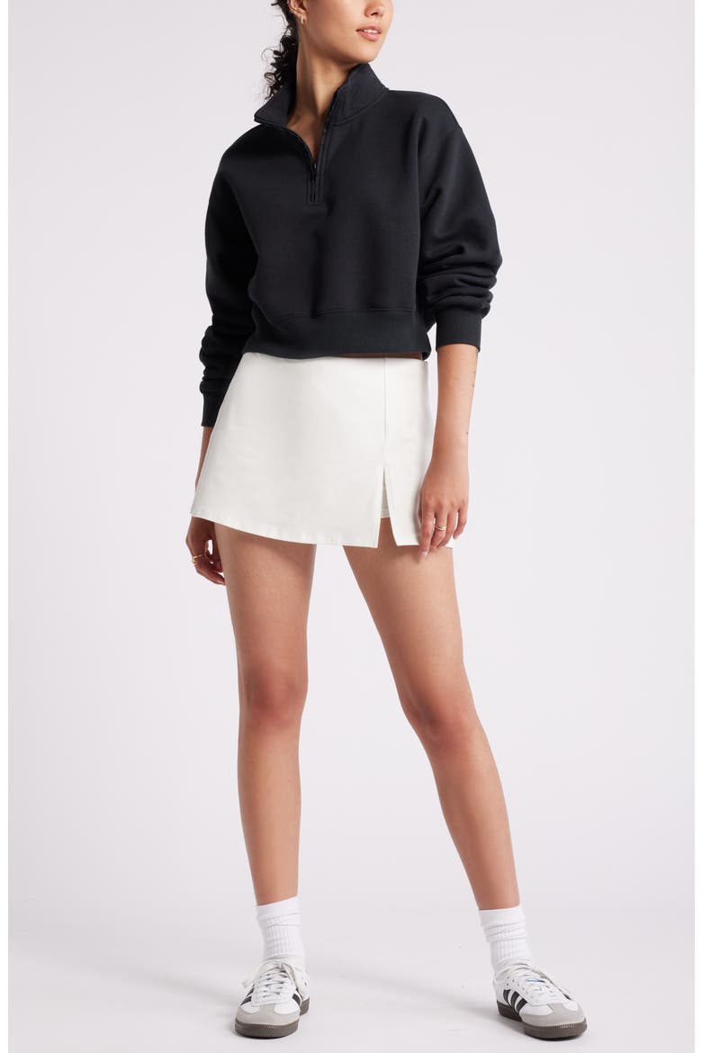 Quarter Zip Fleece Detail Sweatshirt, Alternate, color, BLACK JET