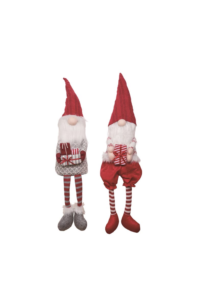 Transpac Plush Gnome Gift Shelf Sitter Set of 2 Christmas Decor, Main, color, Multi