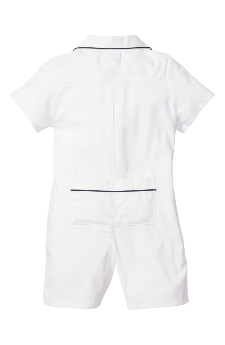 Petite Plume Button Front Romper, Alternate, color, White