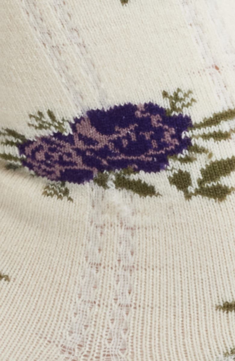 Stems Cozy Chic Floral Pointelle Quarter Socks, Alternate, color, Cream