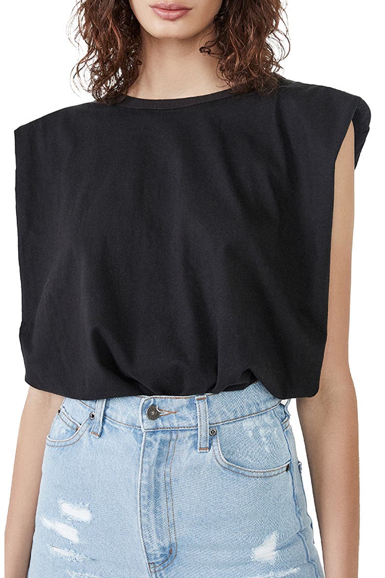 Shoulder Pad Muscle Tee, Main, color, BLACK