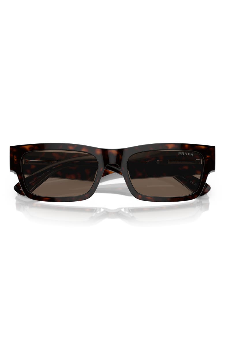 Prada 56mm Rectangular Polarized Sunglasses, Alternate, color, Havana