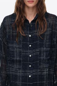 BIMBA Y LOLA Checked linen blend oversize shirt