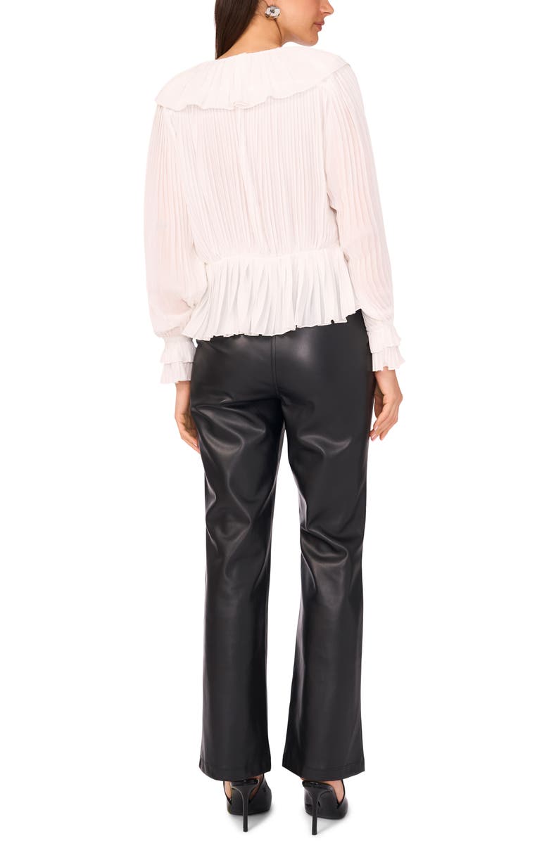 Vince Camuto Plissé Ruffle Peplum Top, Alternate, color, Ultra White