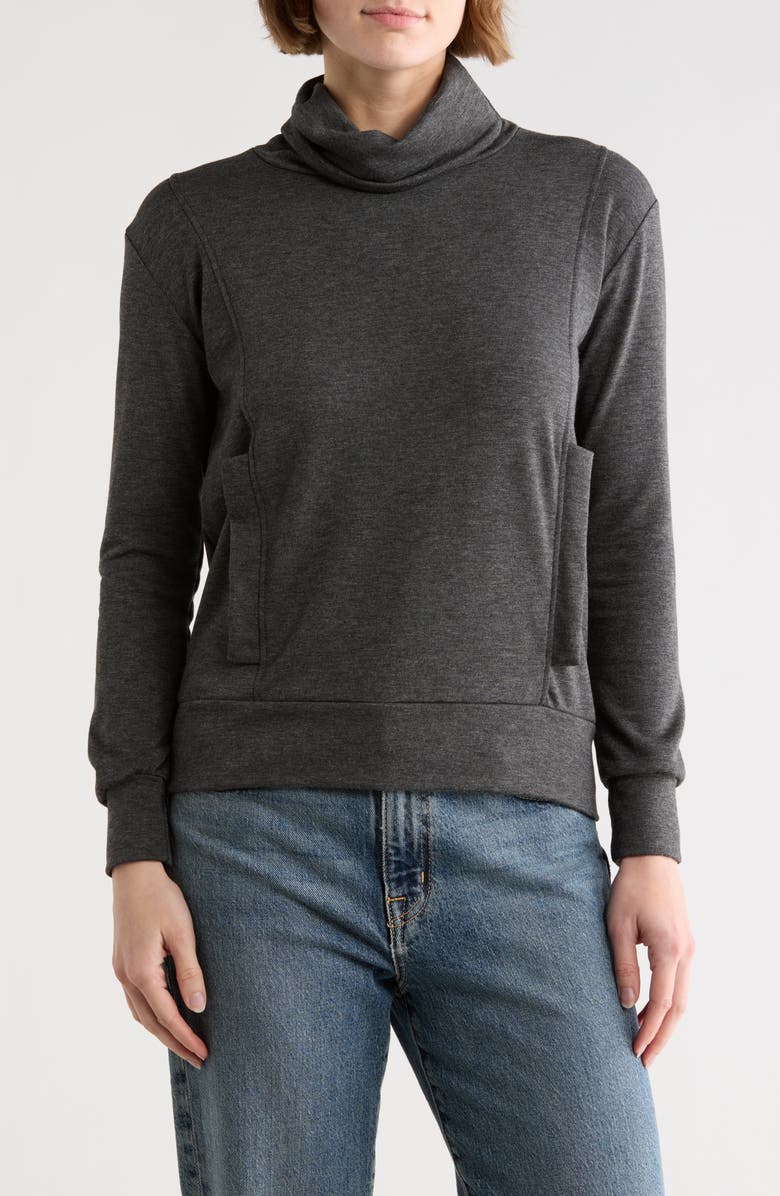 GO COUTURE Turtleneck Sweater, Main, color, Dark Dull Gray