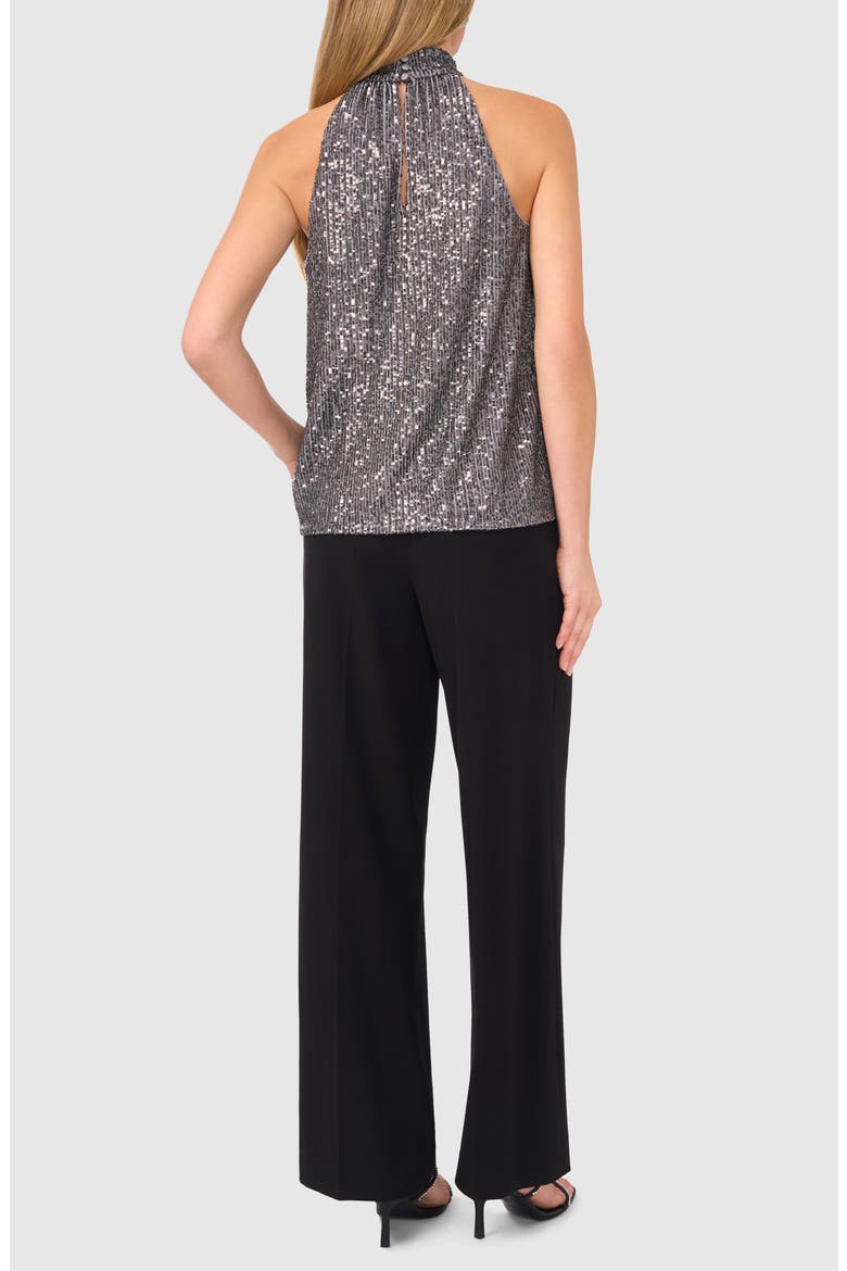 Halter Neck Sequin Top, Alternate, color, SMOCKED PEARL GREY