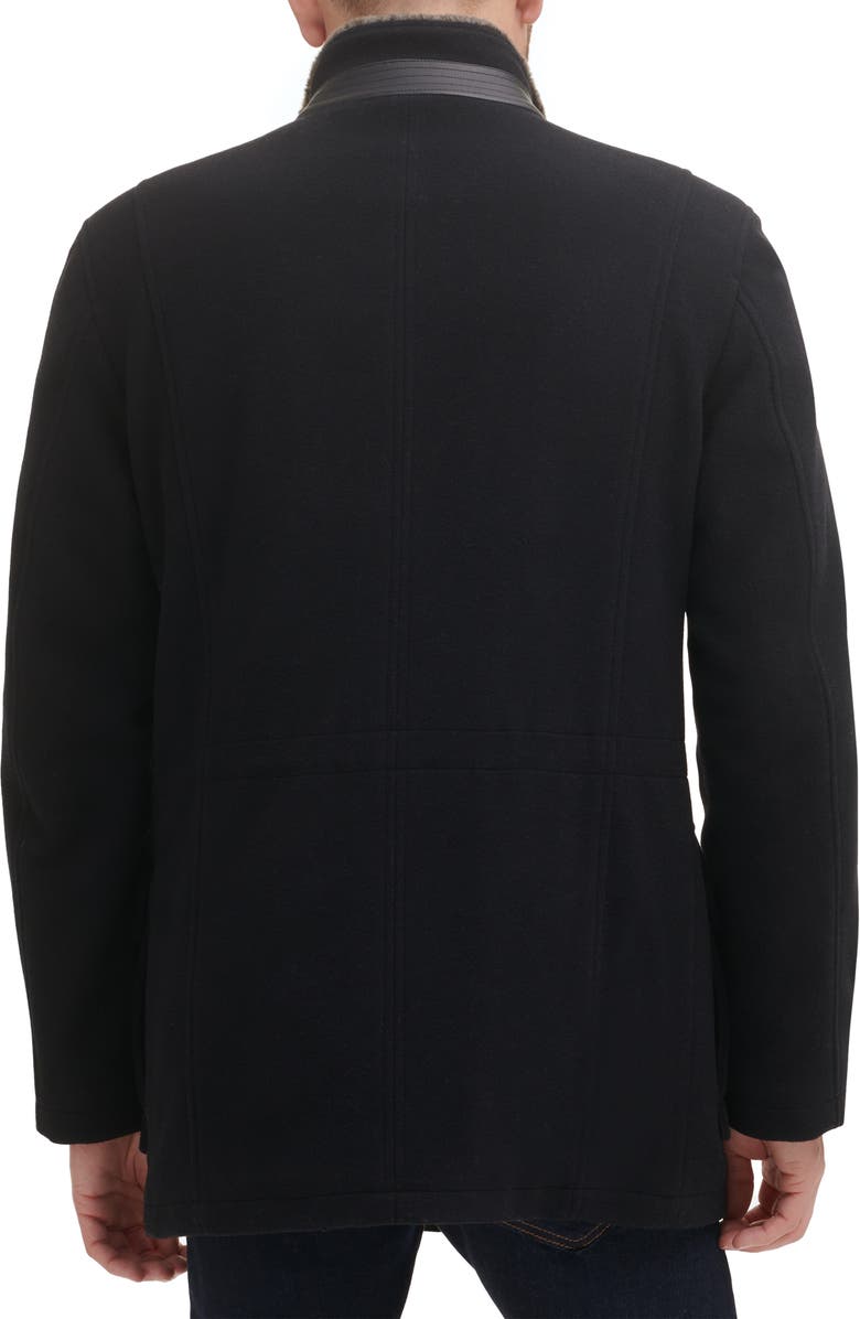 Cole Haan Signature Wool Blend Faux Fur Lined Stand Collar Jacket, Alternate, color, Black