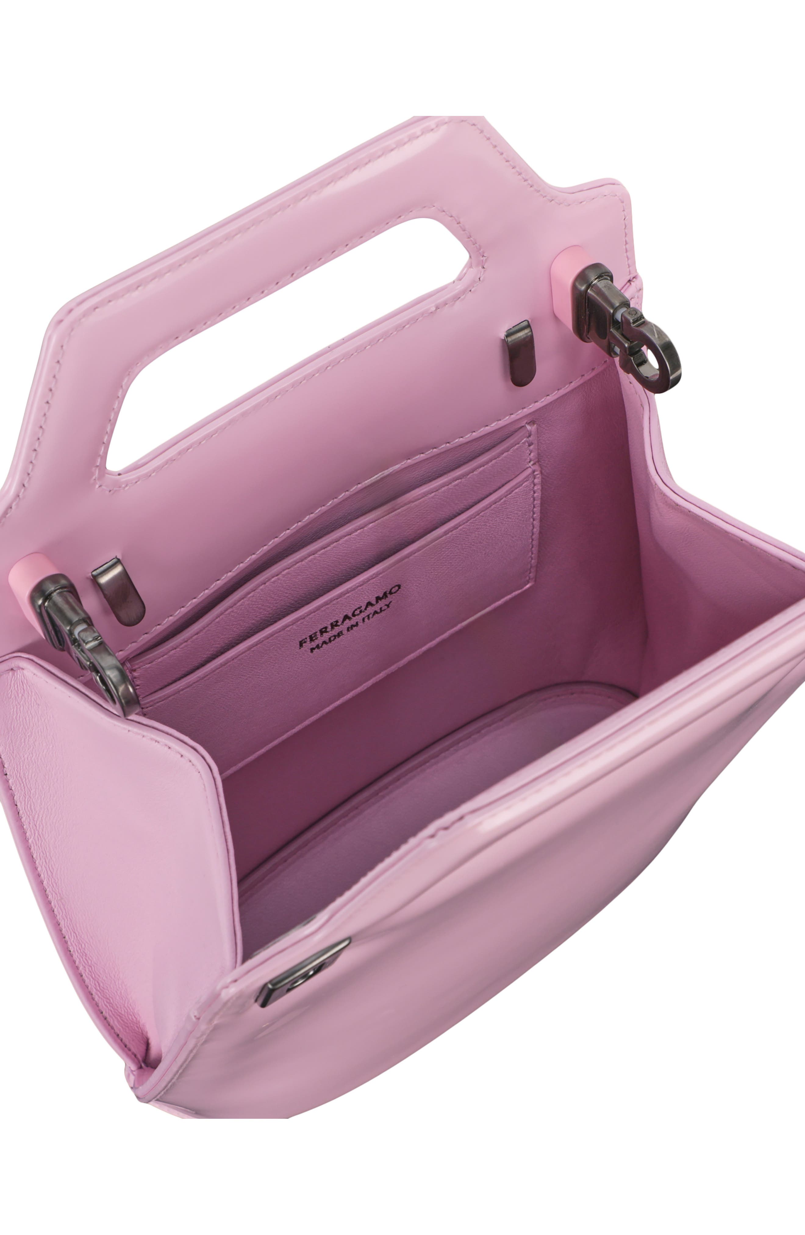 FERRAGAMO Gancio Leather Crossbody Bag, Alternate, color, Pink