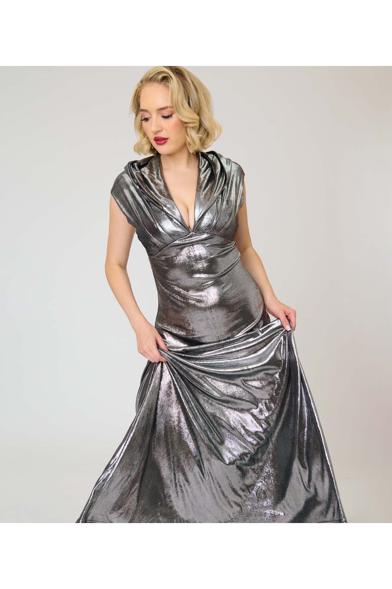 Hooded Maxi Dress, Alternate, color, Silver Solid