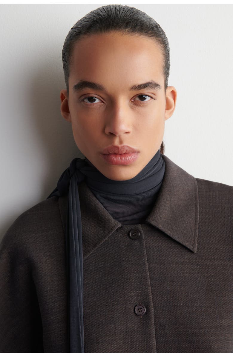 COS Rounded Wool-Blend Shirt, Alternate, color, Brown