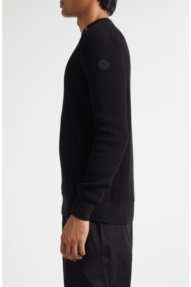 Waffle Stitch Crewneck Sweater, Alternate, color, BLACK