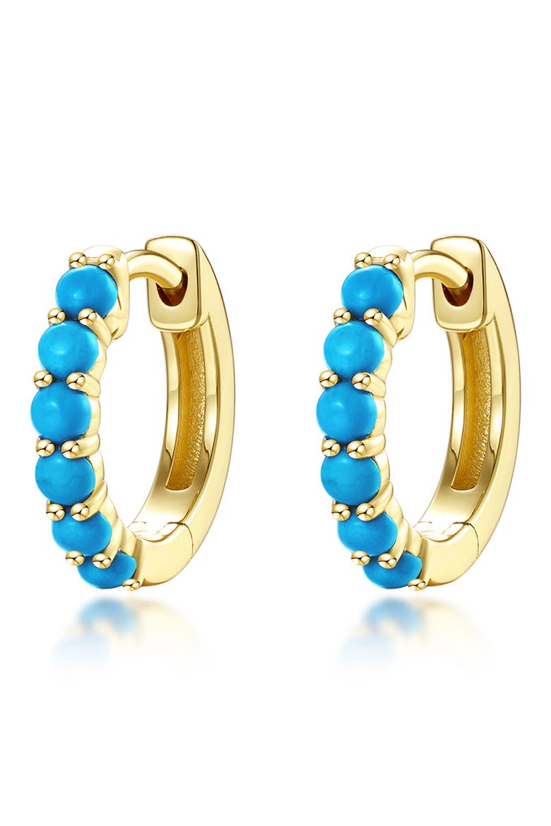 Classic Reconstituted Turquoise Huggie Hoop Earrings, Main, color, TURQUOISE