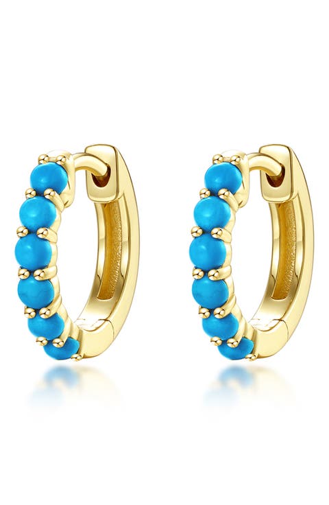 Classic Reconstituted Turquoise Huggie Hoop Earrings