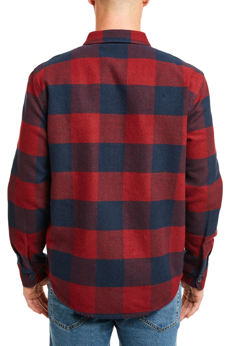 Durham Buffalo Plaid Button-Up Flannel Shirt Jacket, Alternate, color, NAVY/ RED