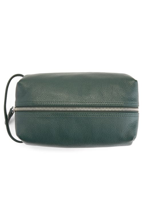 Royce New York Compact Leather Toiletry Bag In Dark Green