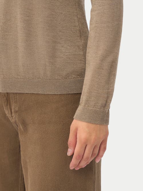 Gobi Mongolian Cashmere Wardrobe Essential Cashmere-silk T-neck Sweater In Brown