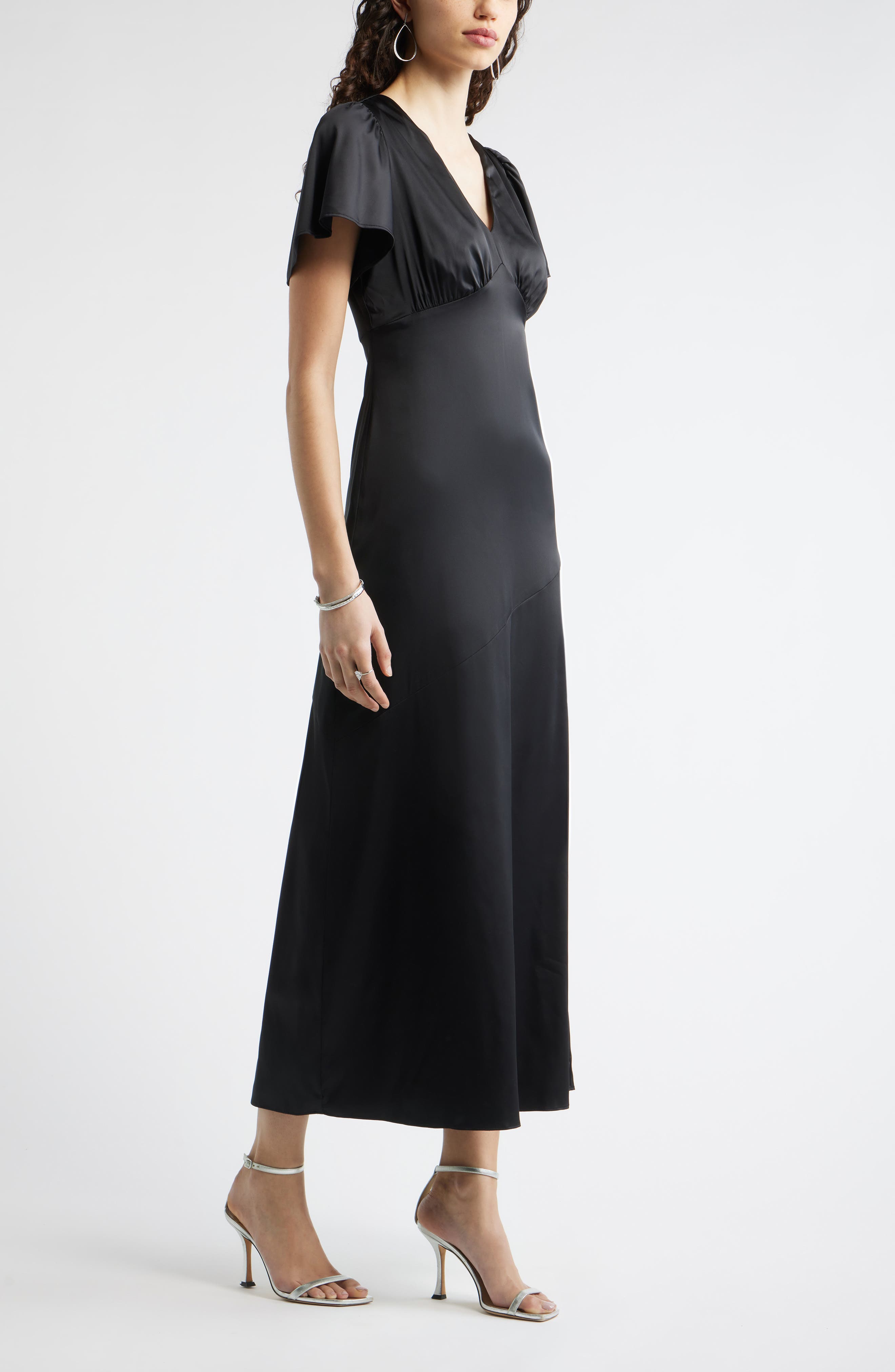 flutter sleeve satin maxi dress Buy Sage Green Satin Flutter Sleeve Wedding Guest Bridesmaid Maxi Dress  from Next USA