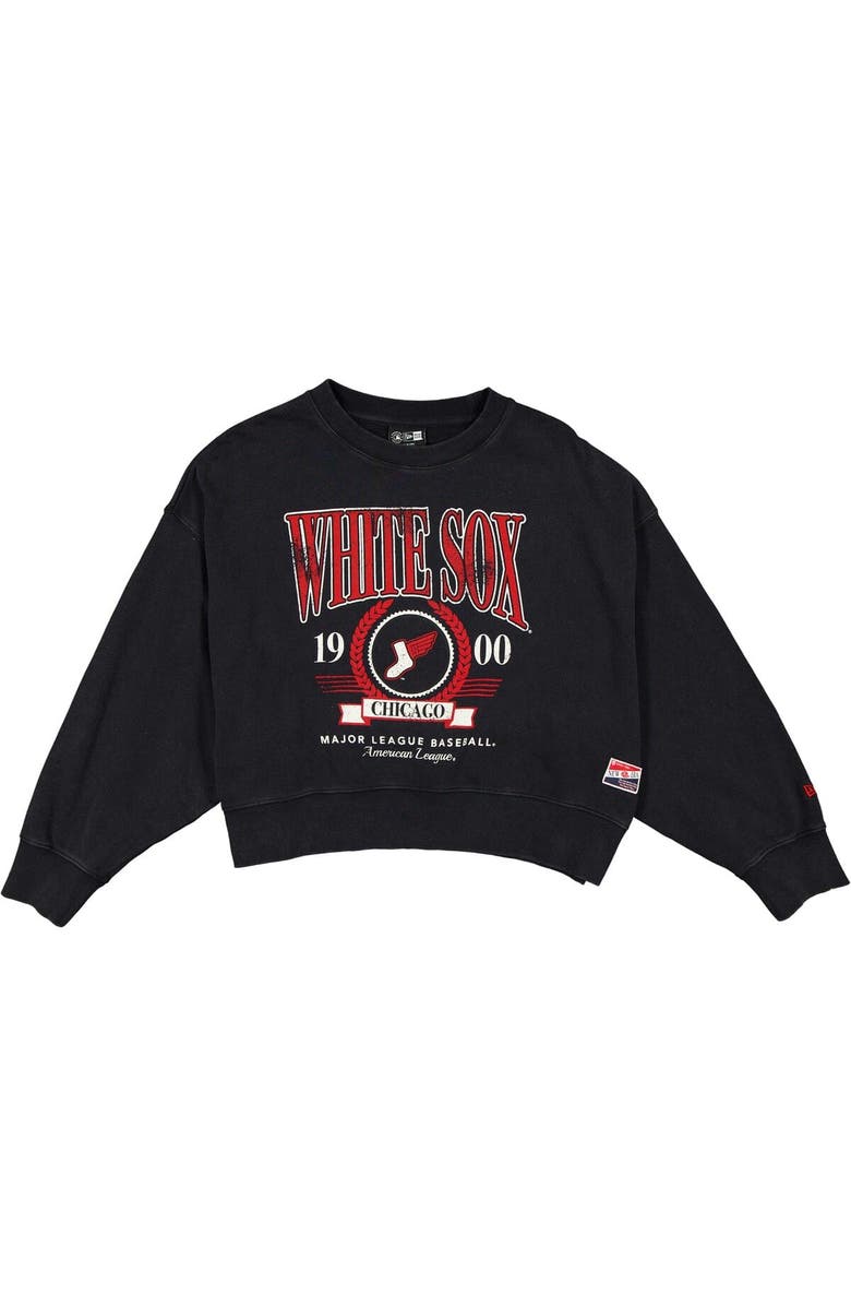 New Era Women's New Era  Black Chicago White Sox 2025 City Connect Cropped Enzyme Wash Pullover Sweatshirt, Alternate, color, 