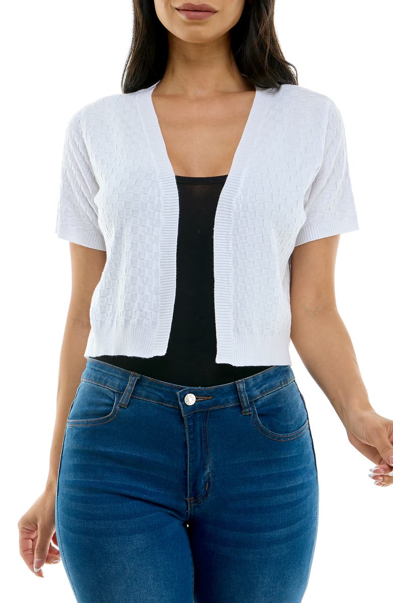 Nina Leonard Box Knit Bolero, Main, color, White