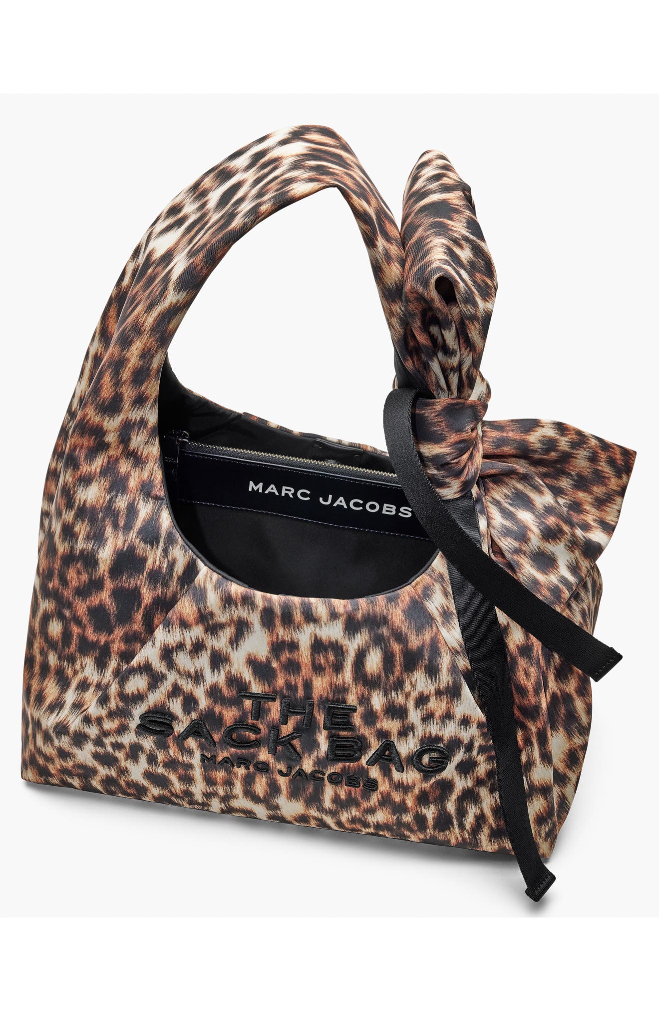 The Bow Leopard Nylon Sack Bag, Alternate, color, BROWN MULTI