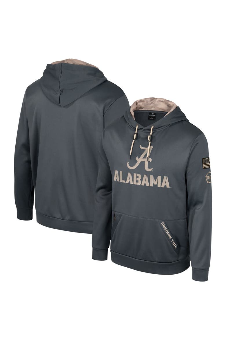 Men's Colosseum Charcoal Alabama Crimson Tide OHT Military Appreciation Pullover Hoodie, Main, color, Charcoal