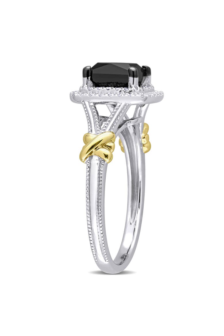 Black & White Diamond Princess Halo Ring 14k, Alternate, color, Black Diamond