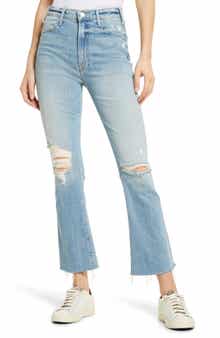 MOTHER The Hustler High Waist Fray Ankle Flare Jeans