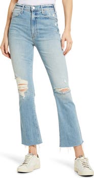 MOTHER The Hustler High Waist Fray Ankle Flare Jeans