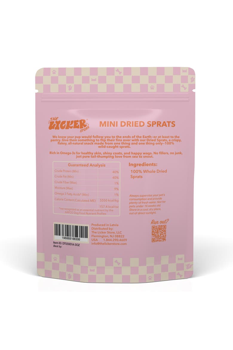 Gluten and Grain-Free Omega-3 Single Ingredient Crunchy Dried Baltic Sprats for Dogs and Cats, Alternate, color, Variety 3 Pack