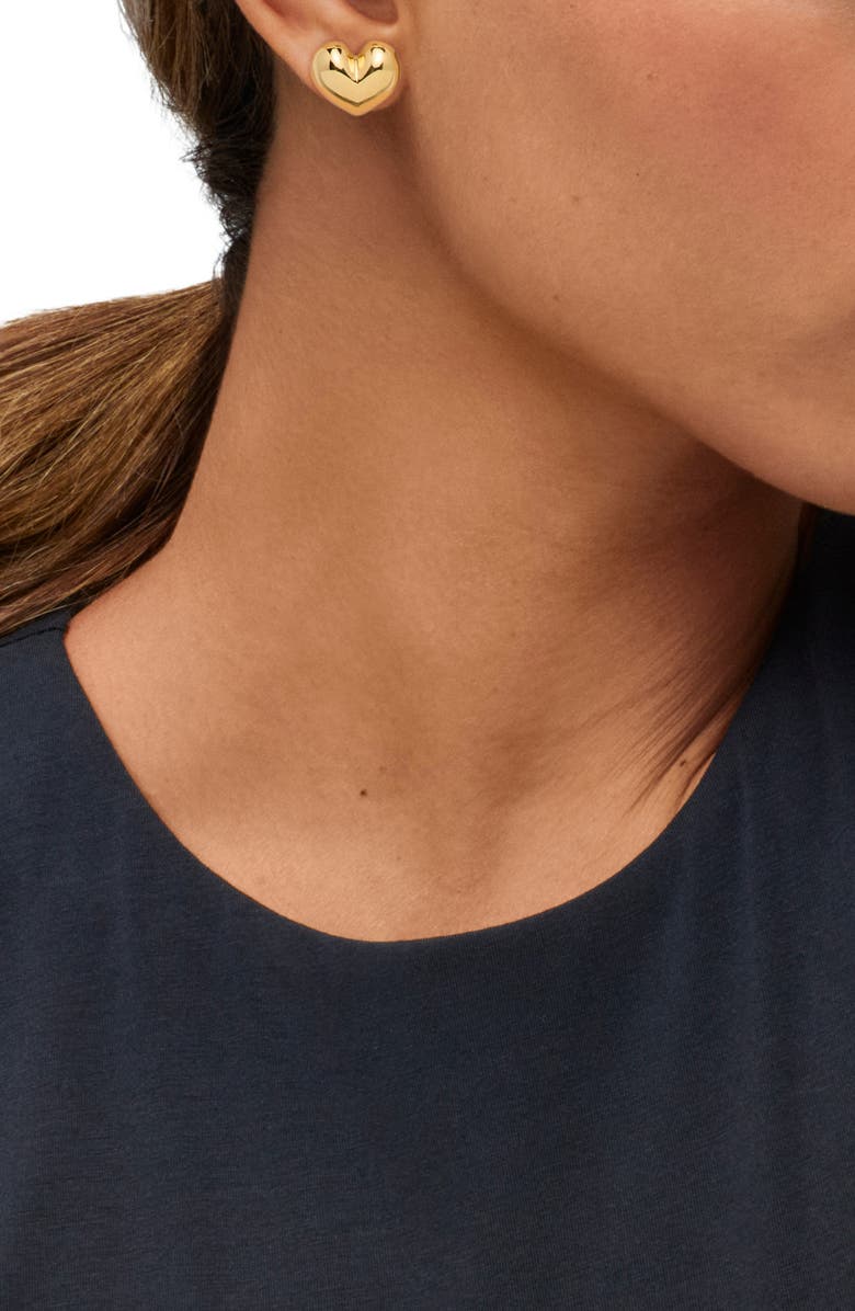 Frankie & Zoe 14K Gold Heart Stud Earrings, Alternate, color, Yellow Gold