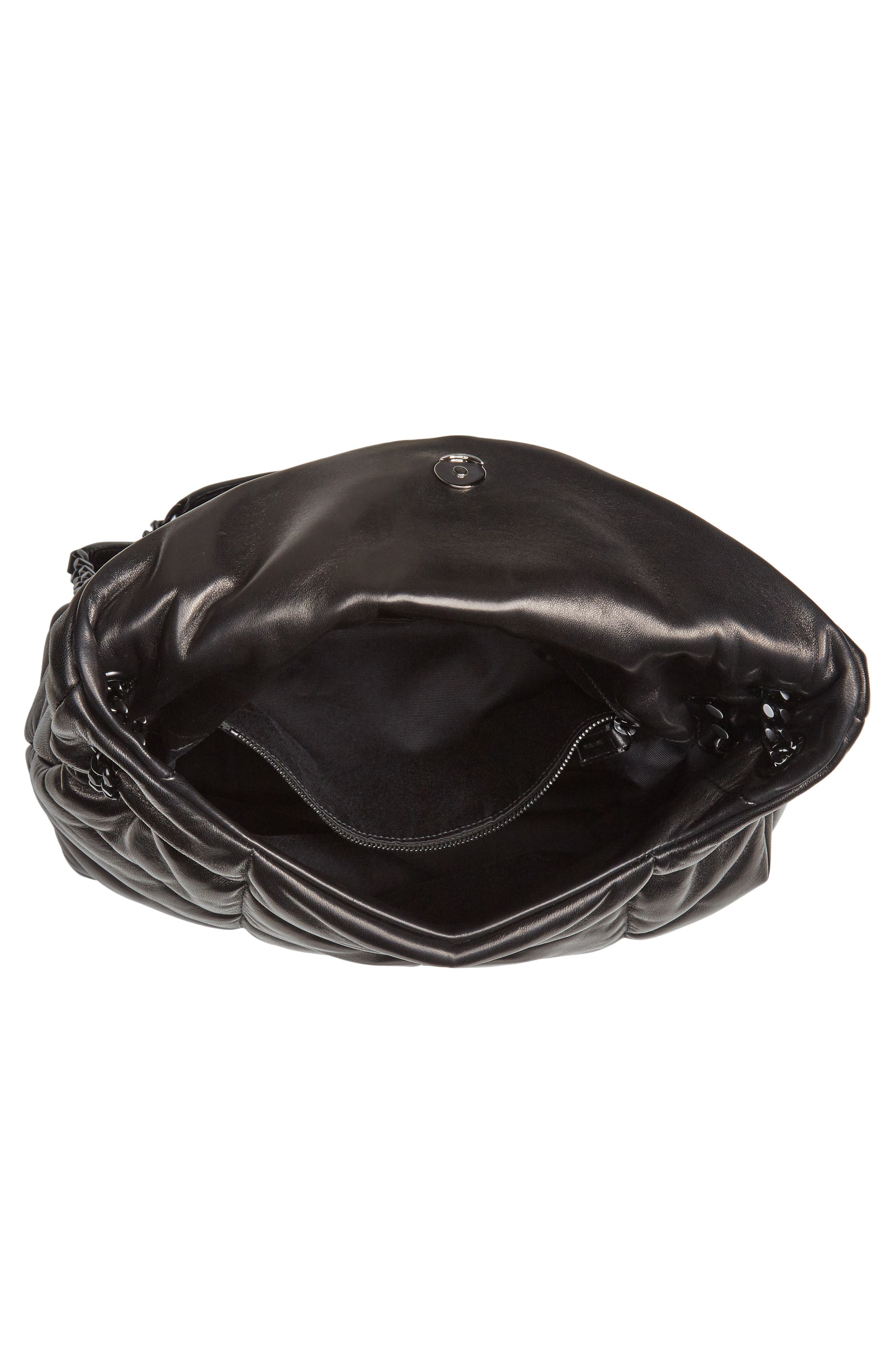 Saint Laurent Medium Loulou Quilted Puffer Leather Shoulder Bag, Alternate, color, Noir