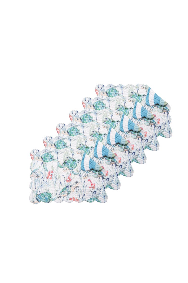 Sea Turtle Cove Placemats, Set of 6, 13" x 19", Main, color, Pink