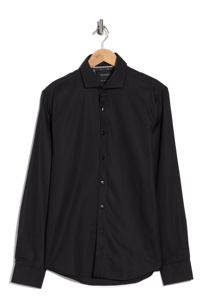 Dobby Dress Shirt, Alternate, color, BLACK