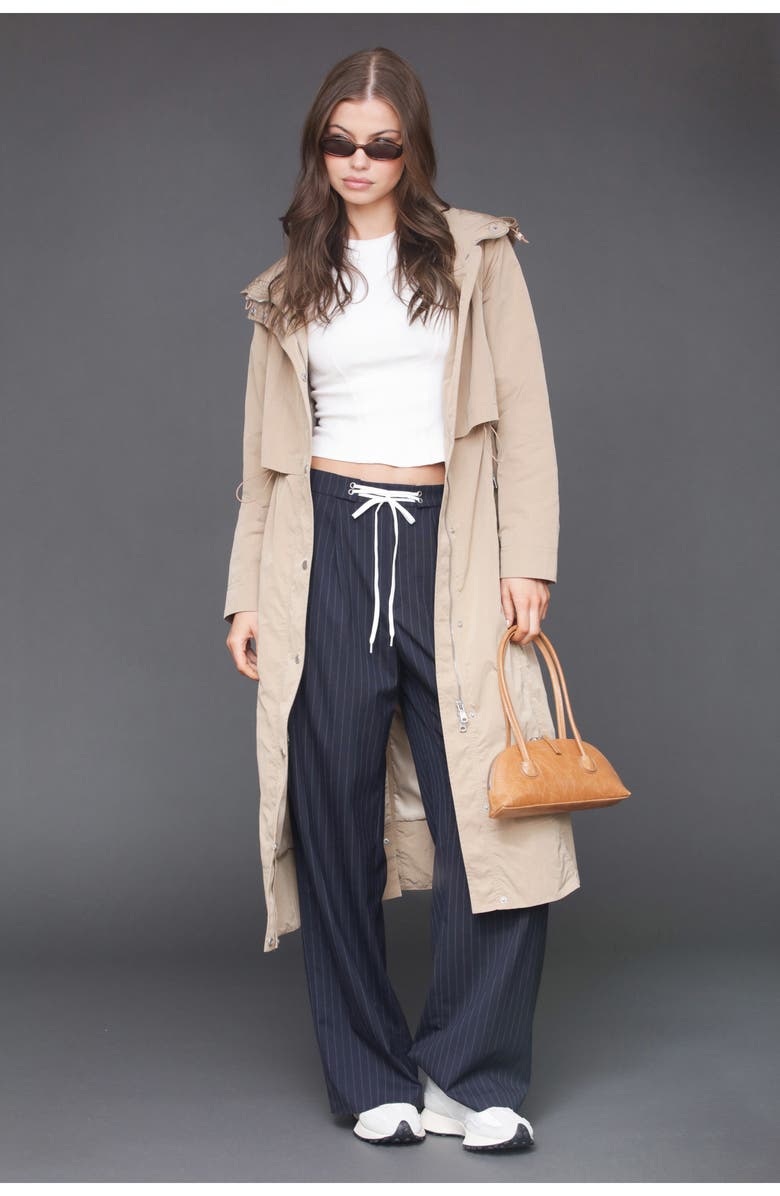 Avec Les Filles Hooded Maxi Rain Anorak, Alternate, color, Camel