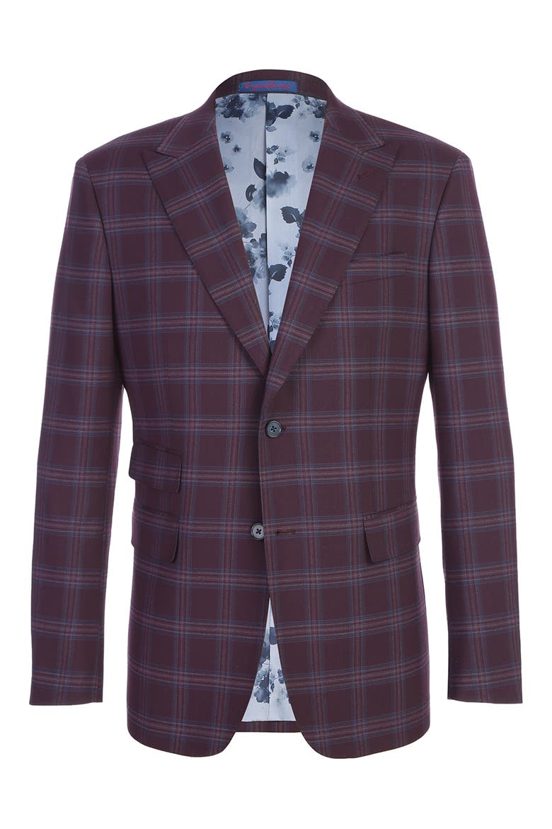 Trim Fit Plaid Two-Piece Suit, Alternate, color, PURPLE