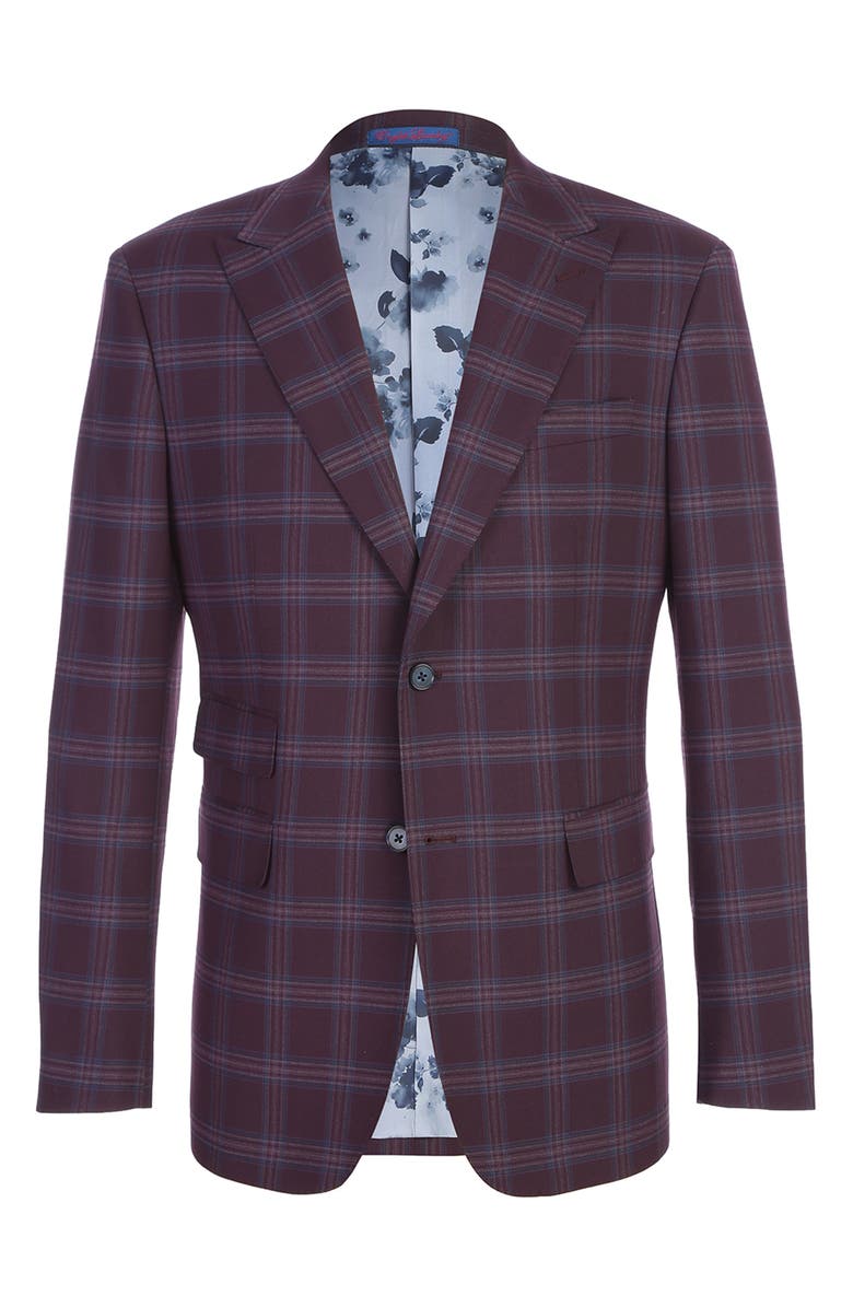 English Laundry Trim Fit Plaid Two-Piece Suit, Alternate, color, Purple